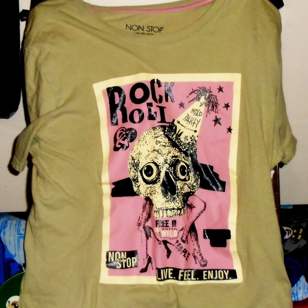rock & roll non stop wild party free for wild people live feel enjoy unisex tee
